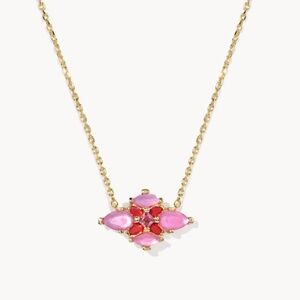 Kendra Scott Abbie Gold Crystal Short Pendant Necklace in Pink Mix